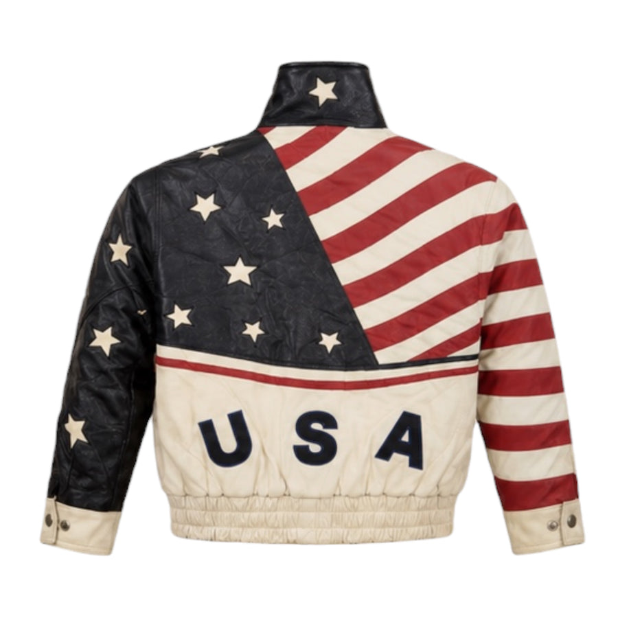 White USA Leather Jacket