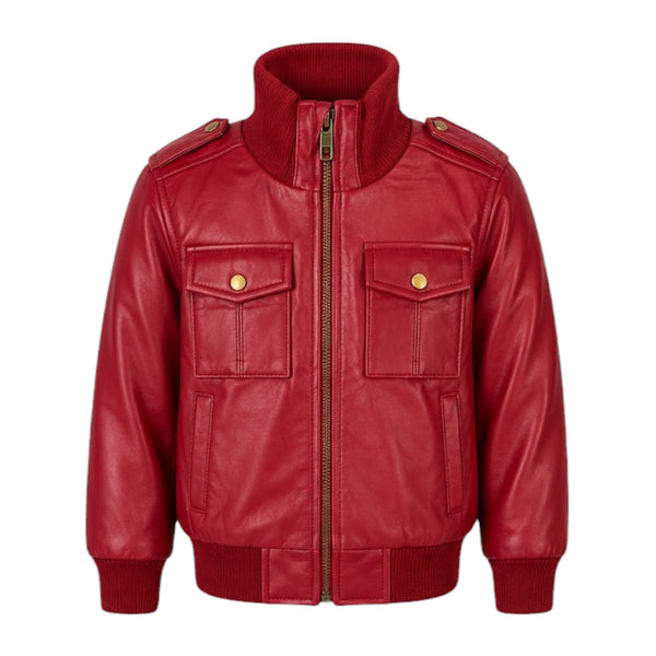 Leather Jacket with Chest Pockets