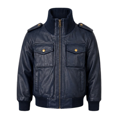 Leather Jacket with Chest Pockets
