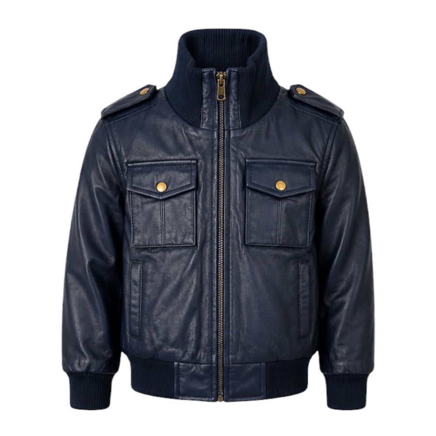 Leather Jacket with Chest Pockets