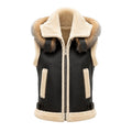 Ana Cropped Shearling Vest with Hood and Fox Collar