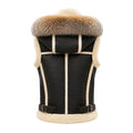 Ana Cropped Shearling Vest with Hood and Fox Collar
