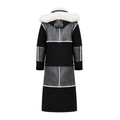 Black and Grey Shearling with White Fox Hood