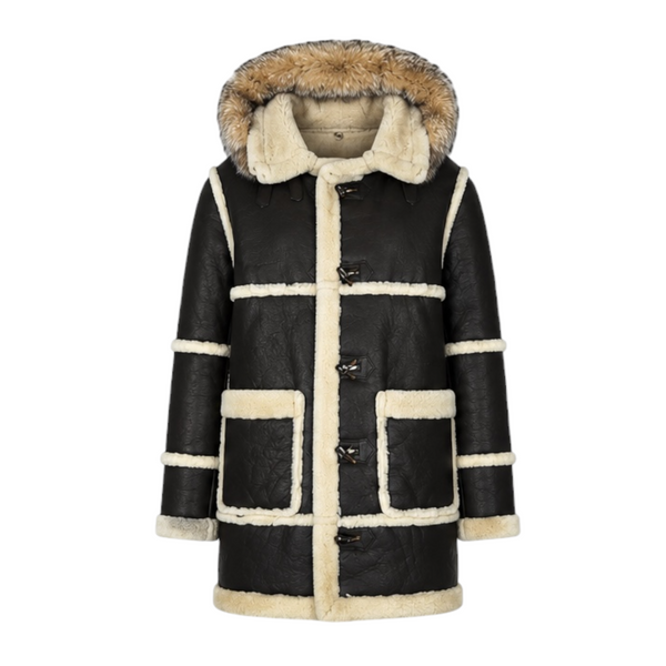 Shearling Coat with Silver Fox Hood