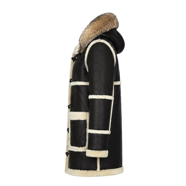 Shearling Coat with Silver Fox Hood