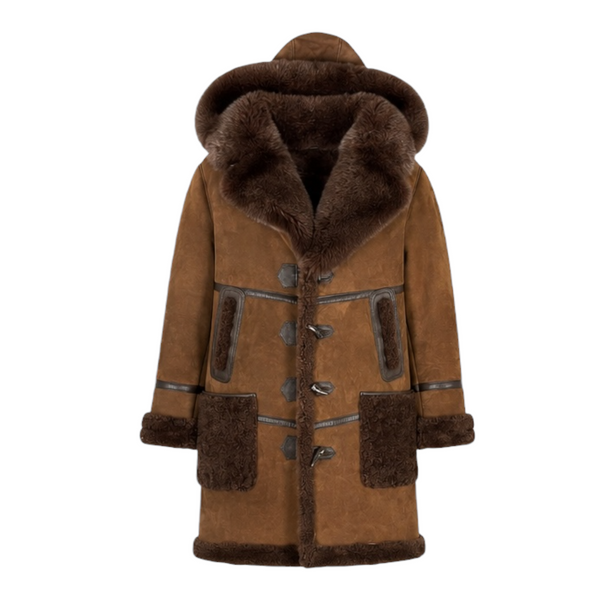 Brown Shearling with Matching Collar and Hood