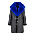 Shearling Coat with Blue Fox Collar