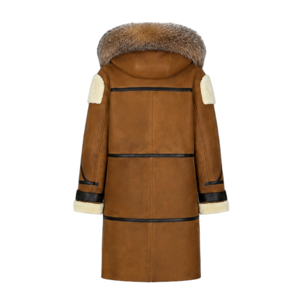 Tan Shearling with Crystal Fox Hood