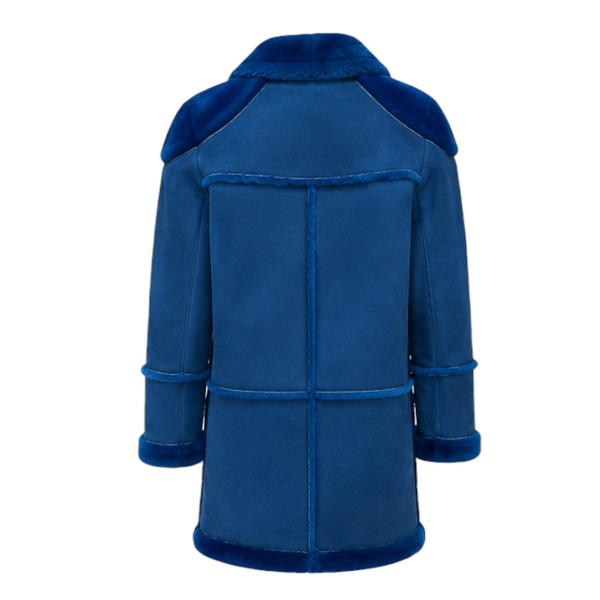 Teal Shearling Coat with Collar