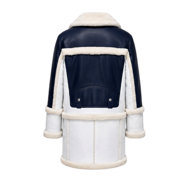 White and Blue Shearling with Collar