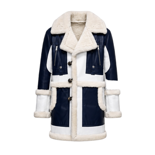White and Blue Shearling with Collar