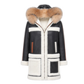 Black Shearling with Crystal Fox Hood