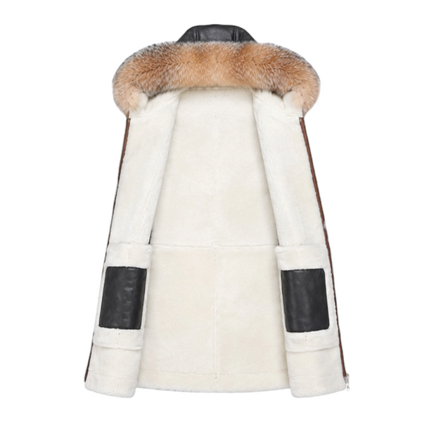 Black Shearling with Crystal Fox Hood