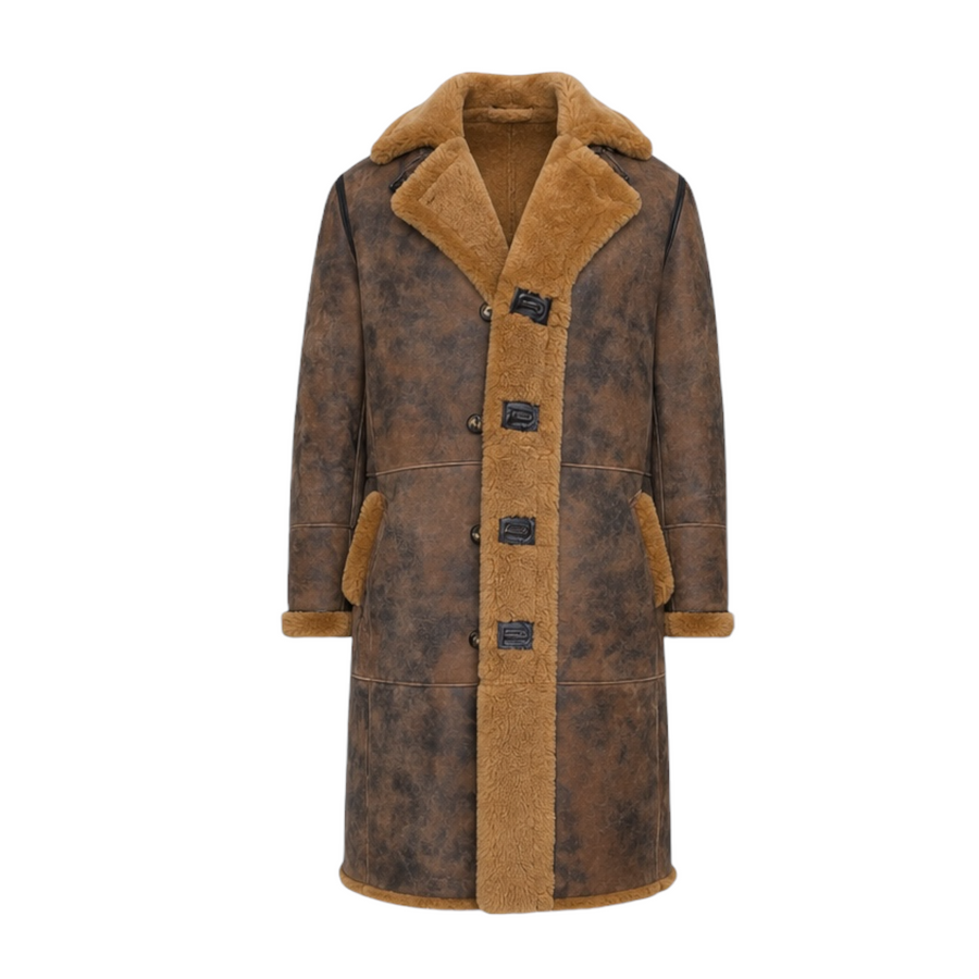 Brown Marble Carcoat Shearling