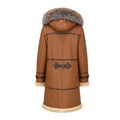 Brown Shearling with Crystal Fox Collar and Hood