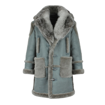 Gray Shearling with Silver Fox Collar