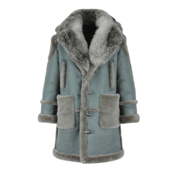 Gray Shearling with Silver Fox Collar