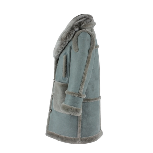 Gray Shearling with Silver Fox Collar