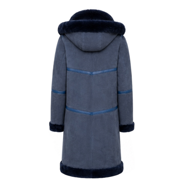 Navy Blue Shearling with Collar and Hood