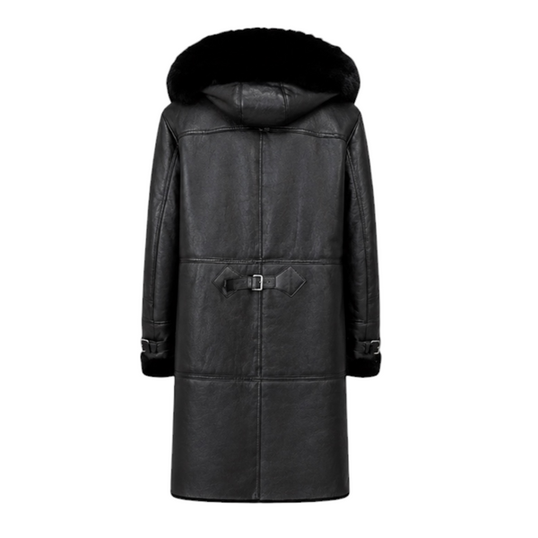 Black Shearling with Hood and Hooks