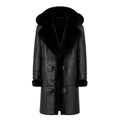 Black Shearling with Hood and Hooks