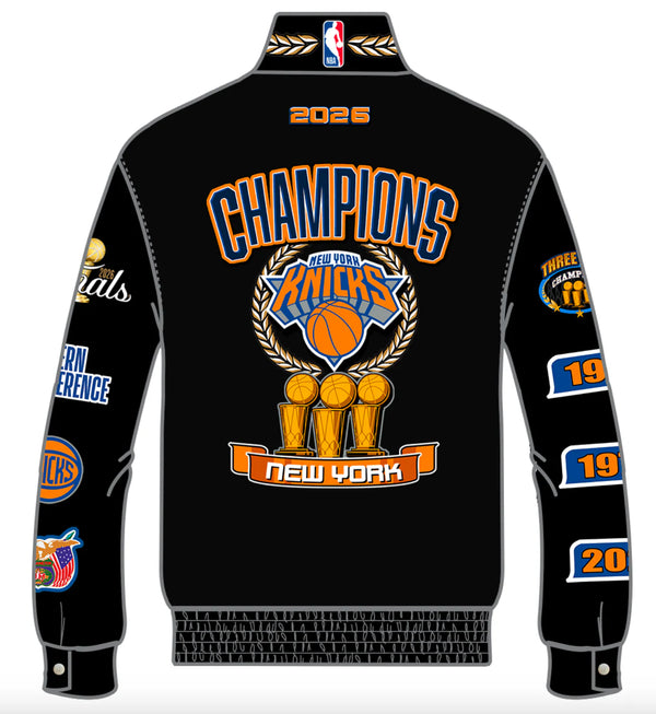 New York Knicks 2026 NBA Champions Wool & Leather Jacket (Pre-Order)