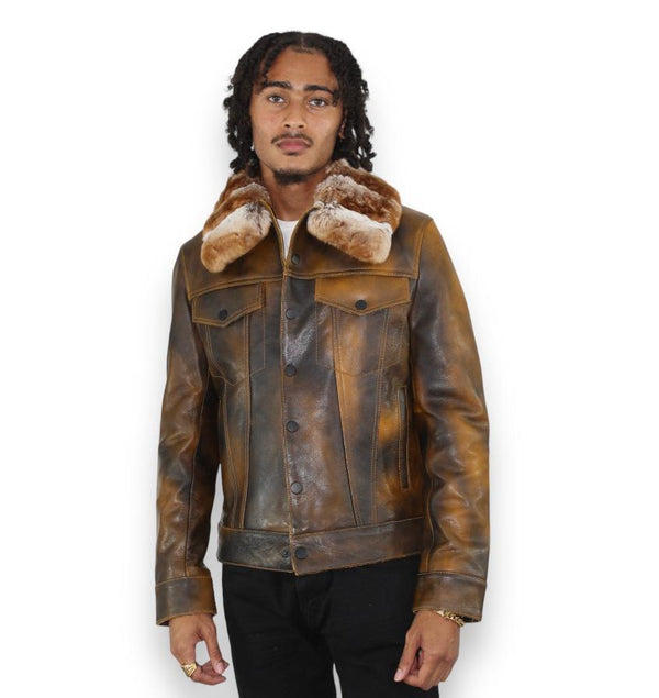 Jean Jacket with Chinchilla Collar