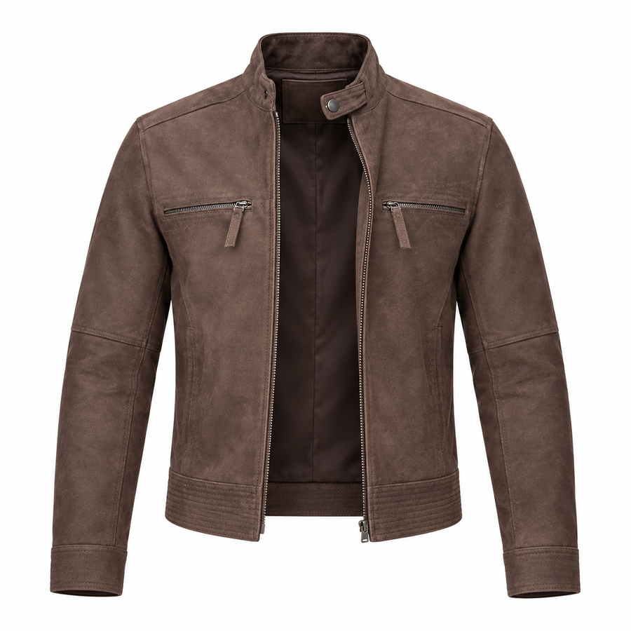 Classic Brown Suede Leather Jacket