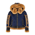 Ribbed Biker Shearling with Fox Collar