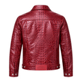Croc-Embossed Leather Trucker Jacket