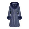 Shearling with Blue Fox Hood and Cuffs