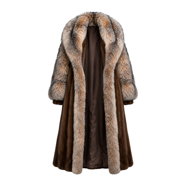 Full Skin Mink Trench Coat with Fox Fur