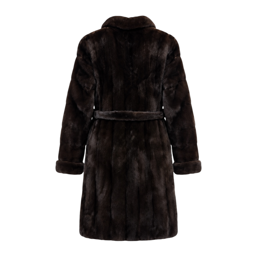 3/4 Dark Brown Mink with Belt