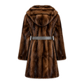 3/4 Two-Tone Combo Mink with Hood and Belt