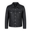 Cow Leather Trucker Jean Jacket