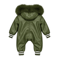 Baby Leather Onesie with Fur Trim