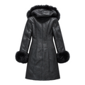 Black Shearling with Black Fox Hood and Cuffs