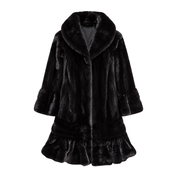 3/4 Black Bell Bottom Mink with Sleeves