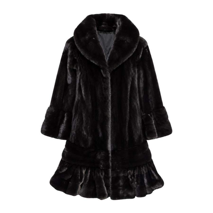 3/4 Black Bell Bottom Mink with Sleeves
