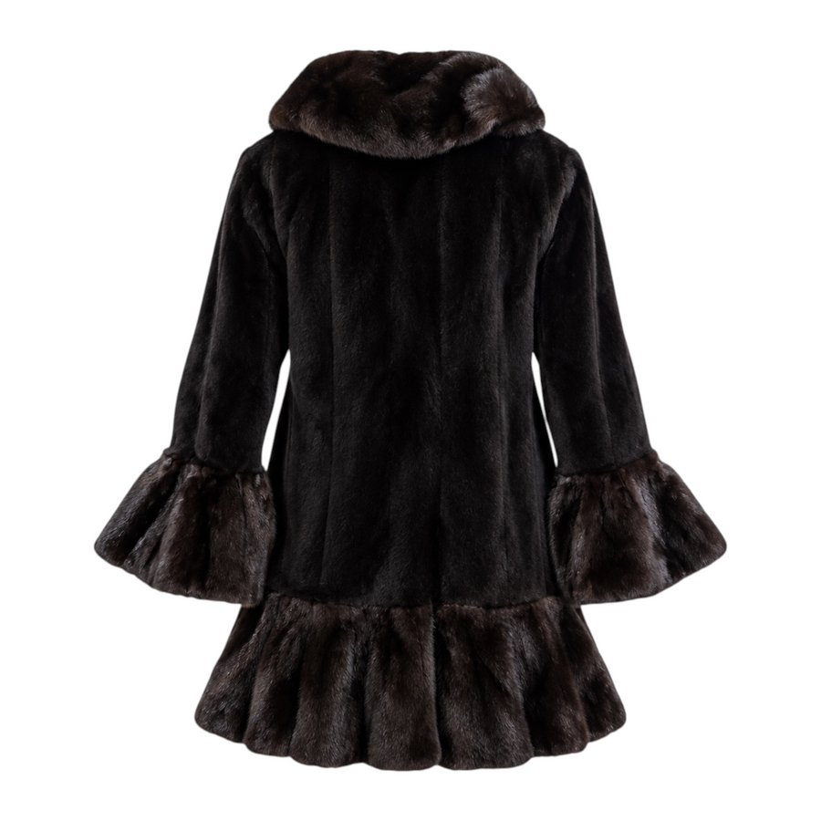 3/4 Black Bell Bottom Mink with Sleeves