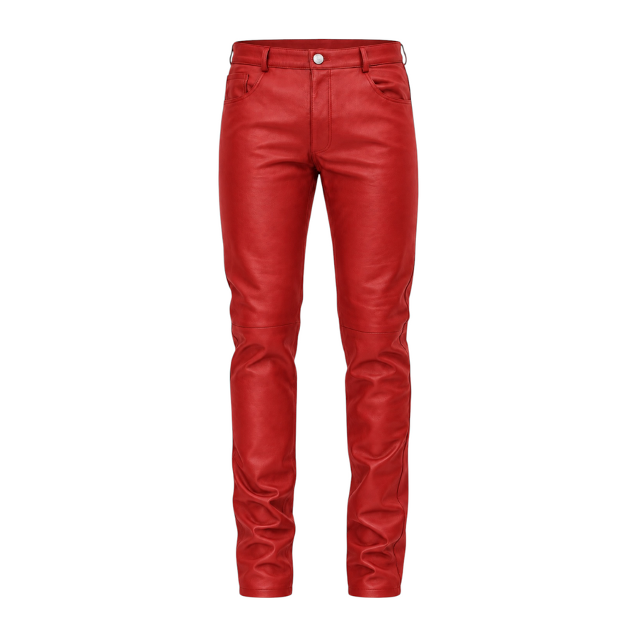 Slim Fit Non-Shiny Leather Pants