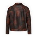 Cow Leather Trucker Jean Jacket