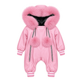 Baby Leather Onesie with Fur Trim