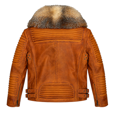 Men's Moto Jacket with Fox Collar
