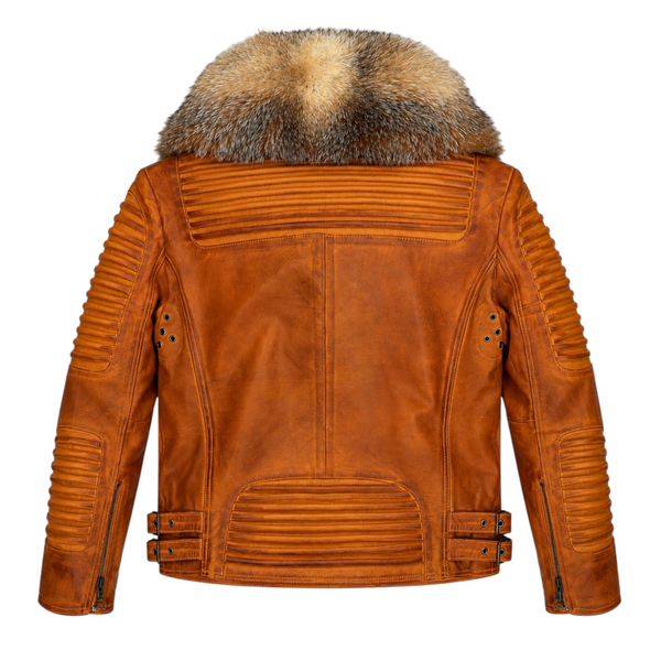 Men's Moto Jacket with Fox Collar