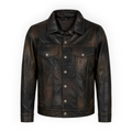Cow Leather Trucker Jean Jacket