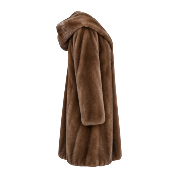 Three Quarter Hooded Mink Coat
