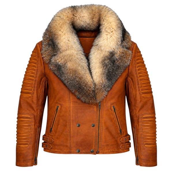 Men's Moto Jacket with Fox Collar
