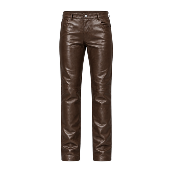 Straight Fit Shiny Leather Pants