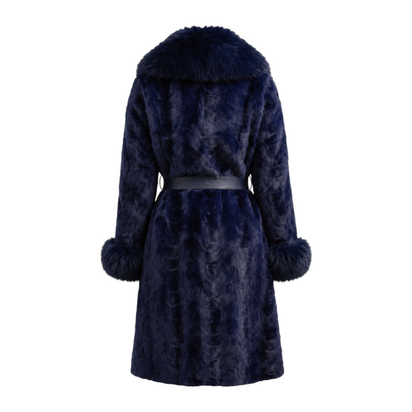 Mink Full Length Coat with Fox Fur Trim